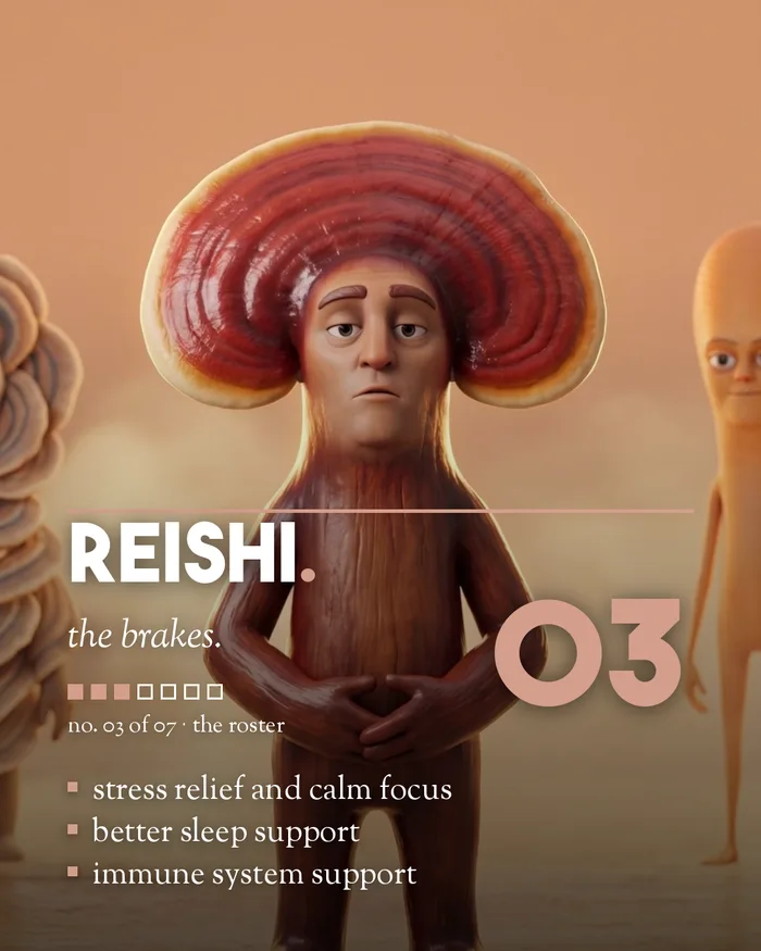 Reishi mushroom character player card, 4:5 format